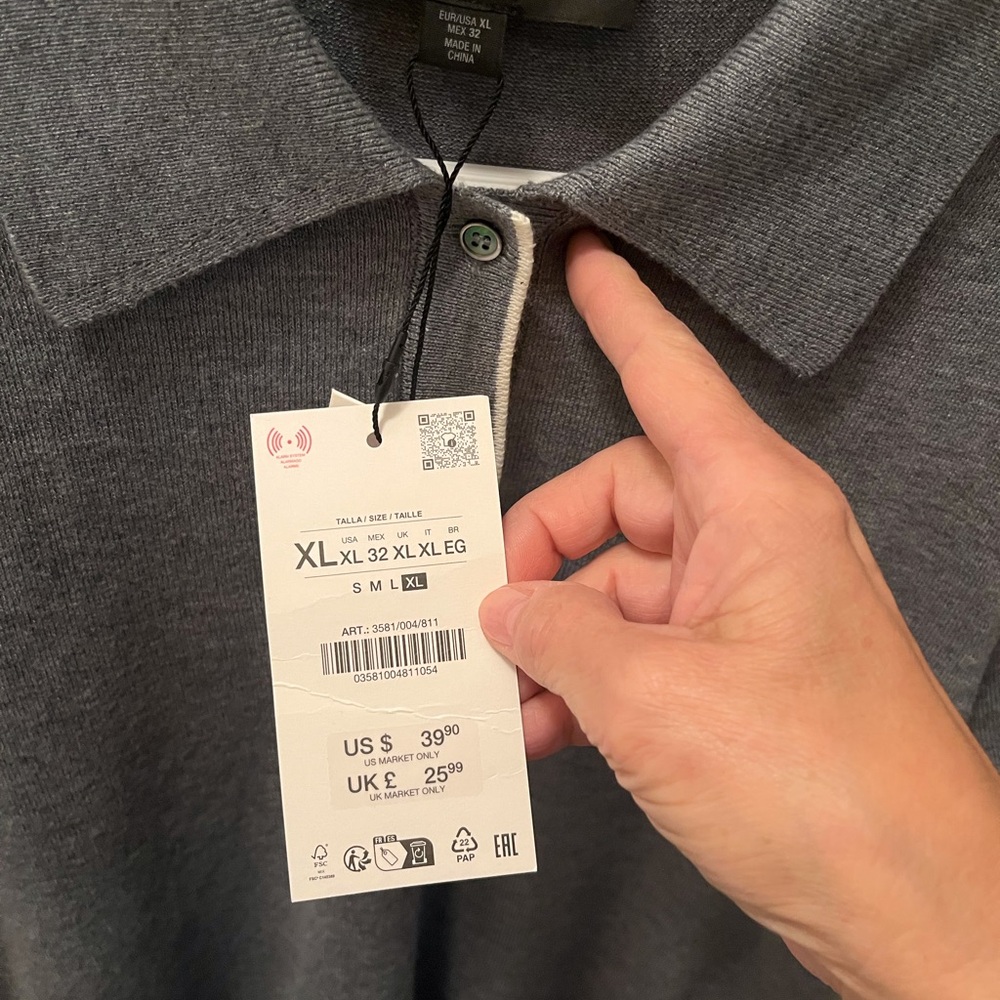 Zara Charcoal Polo Shirt - Picture 3 of 4